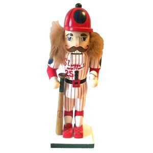 Village Sluggers 9.5" Baseball Player Nutcracker Wooden 2000 AS IS